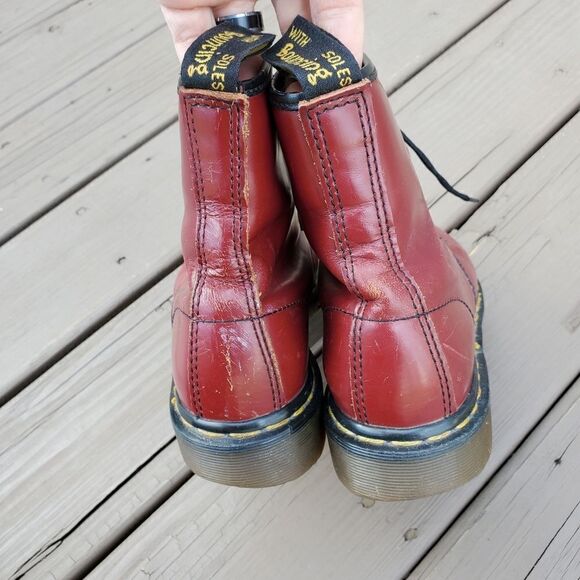 Dr Martens 1460 8 Eye Classic Cherry Red Oxblood Smooth Leather Combat Boots 8 - Picture 5 of 10